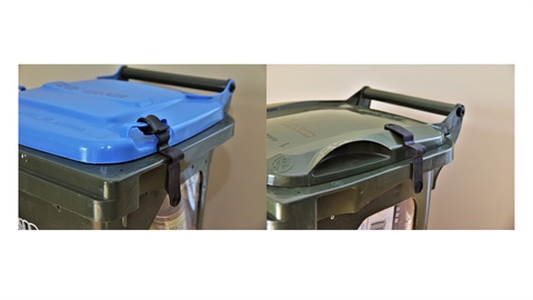 Bin lid latches