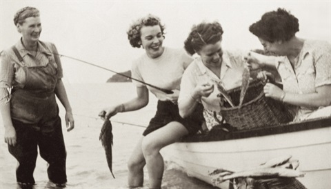 Mrs Milner, owner of Safety Beach Boat Hire c1940s.jpg