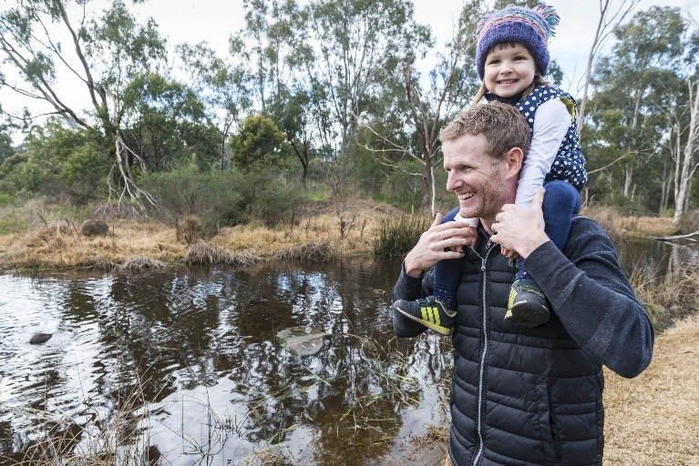 Father and daughter at waterway - Melbourne Water image.jpg